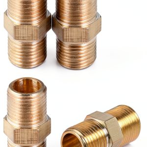 Brass Hex Pipe Fitting uxcell G1/8 male male straight 4pcs Gold-0