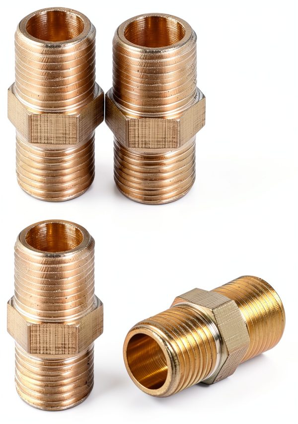 Brass Hex Pipe Fitting uxcell G1/8 male male straight 4pcs Gold-0