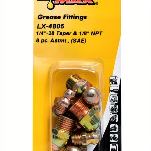 LUMAX LX-4805 Grease Fitting Assortment Gold/Silver 8-Piece Hardened-0
