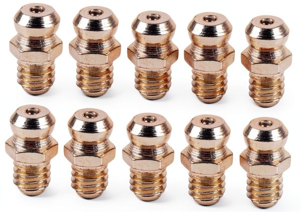 Steel Grease Nozzle Fitting M6 Straight Nipple 10-Pack Metal-0